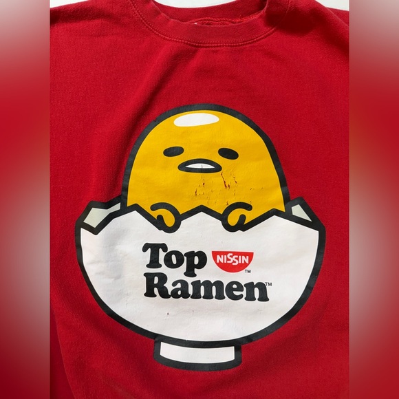 Nissin Top Ramen Noodles x Gudetama Men’s Small Red Crewneck Sweatshirt - Picture 2 of 6
